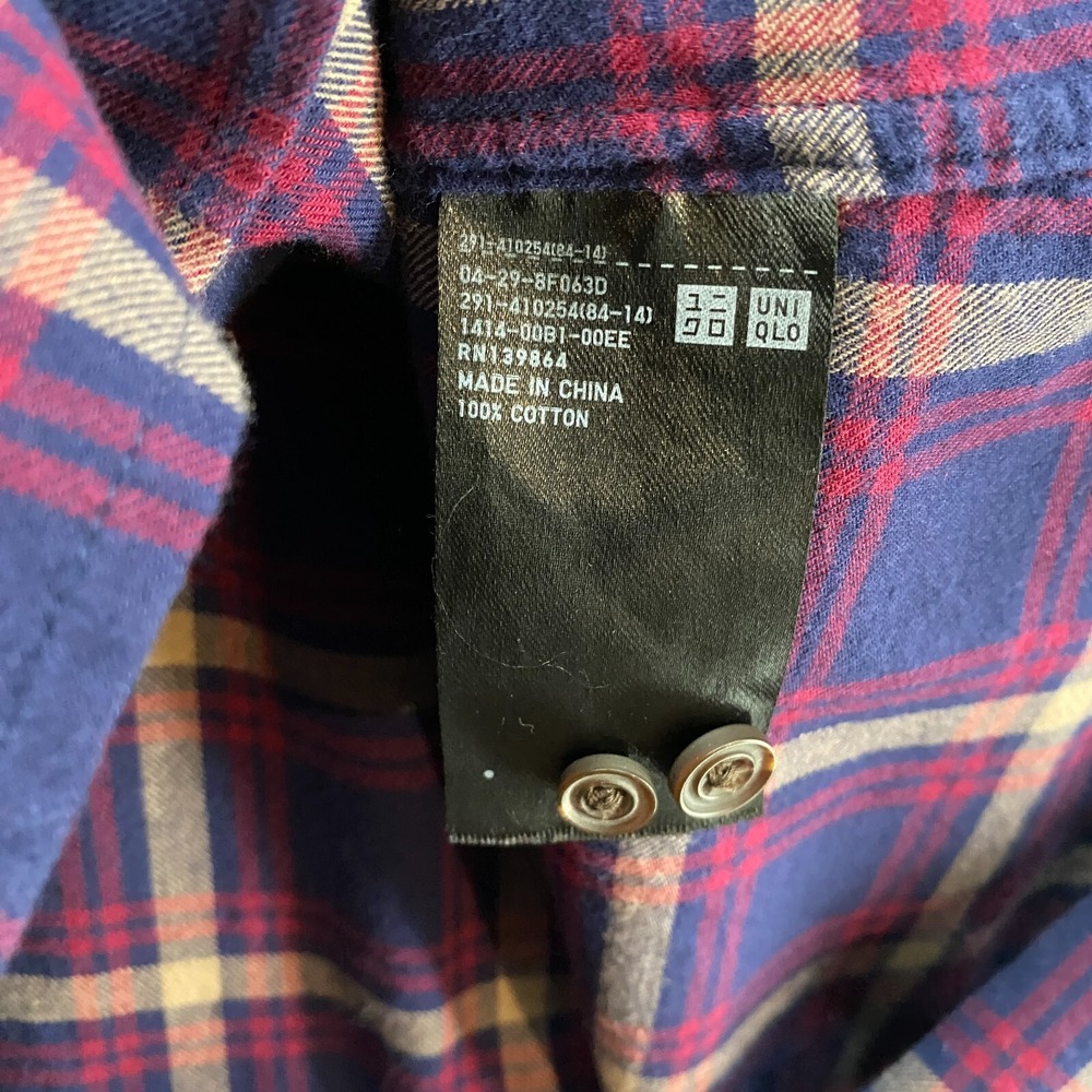 Uniqlo Ines De La Fressange Shirt Dress Size M Blue‎ Flannel Button Up Farm Barn - Picture 7 of 9